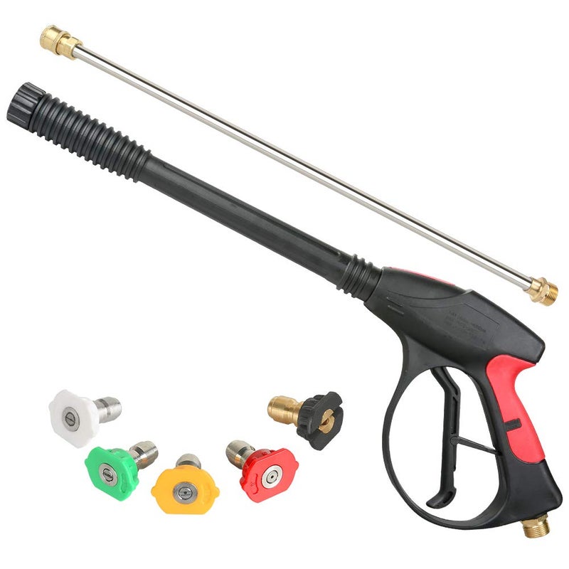 Sooprinse High Pressure Washer Gun Power Spray Gun 4000psi with 19 inch Extension Replacement Wand Lance,5 Quick Connect Nozzles for Honda Excell Troybilt, Generac, Simpson, Briggs Stratton - Image 1